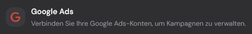 Überschrift der Google-Ads-Integrationskarte auf der Seite Integrationen.