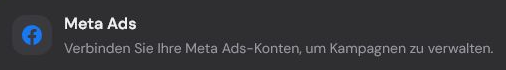 Überschrift der Meta-Ads-Integrationskarte auf der Seite Integrationen.