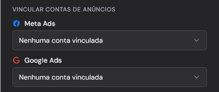Formulário Novo Cliente com os seletores Meta Ads e Google Ads sem contas vinculadas.