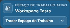 Cartão do menu lateral que mostra o Espaço de Trabalho ativo.