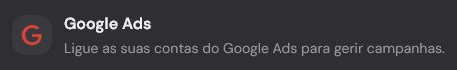 Cabeçalho do cartão de integração Google Ads na página Integrações.