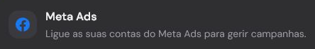 Cabeçalho do cartão de integração Meta Ads na página Integrações.